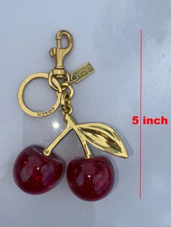 Coach Handbags - Coach Red Cherry Apple Bag Charm Keychain Resin Metal Brass Purse Charm- Dustbag